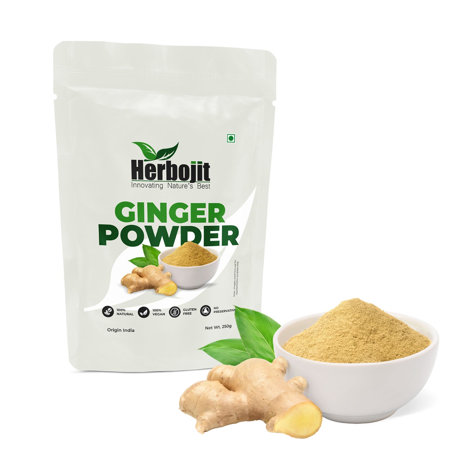 Herbojit Ginger Powder | 100% Natural, Vegan, Gluten-Free | No Preservatives | Pure & Authentic Ground Ginger Spice - 250g | Indian Origin - Alchemy Tradex