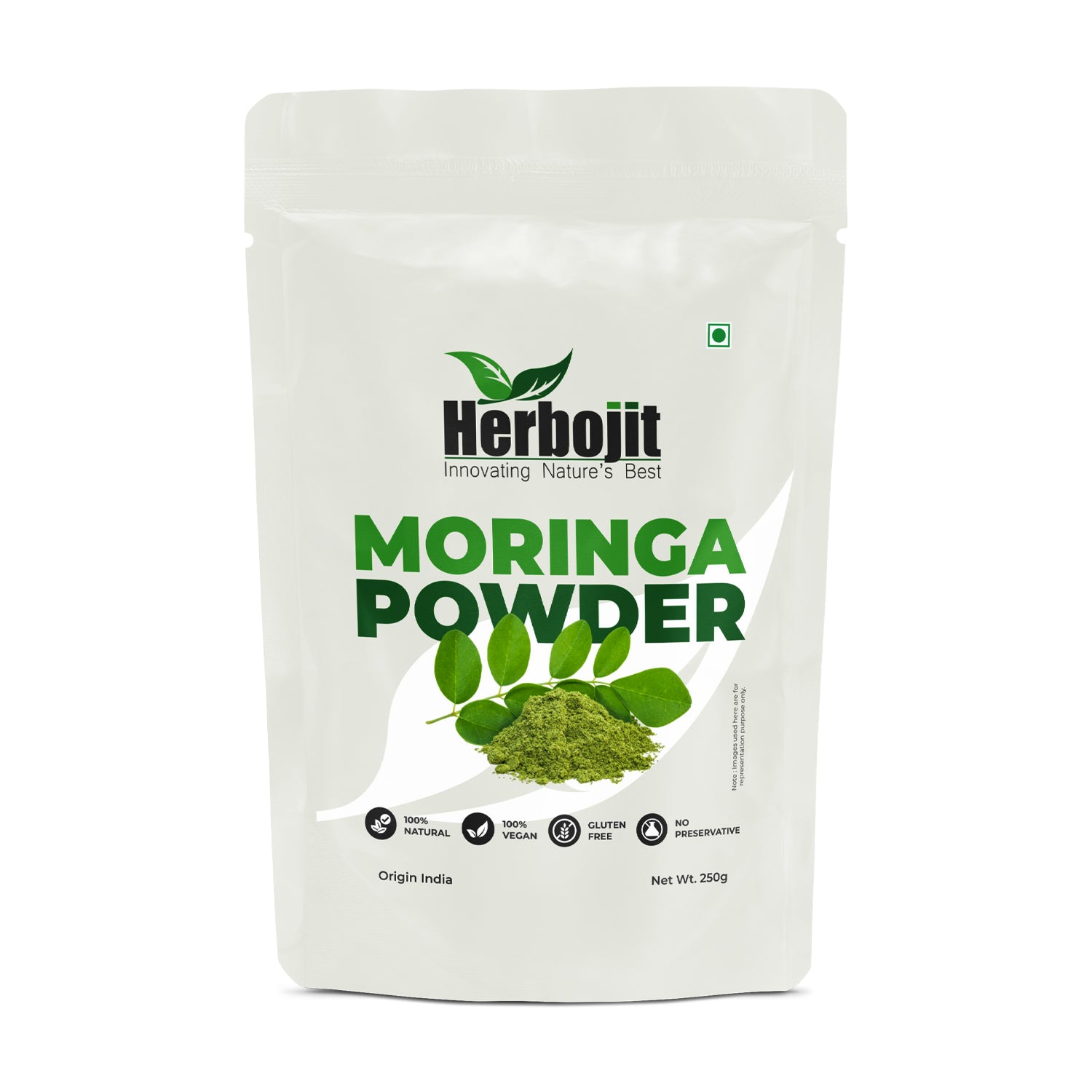 Herbojit Moringa Powder - 100% Natural & Vegan, Gluten-Free, 250g | Rich in Antioxidants, Vitamins & Minerals, No Preservatives, Superfood for Energy & Immunity
