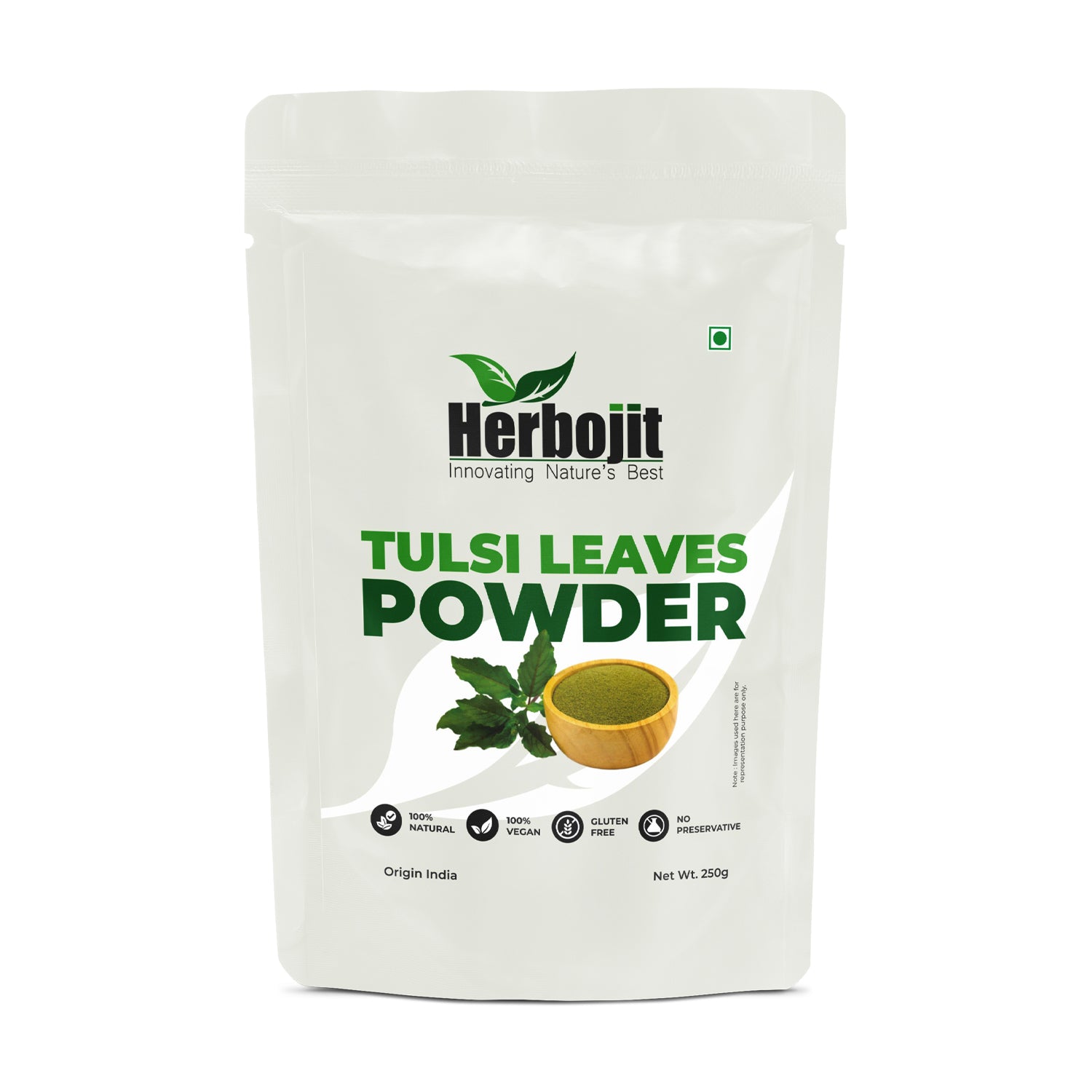 Herbojit Tulsi Leaves Powder 250g | 100% Natural & Vegan | Gluten-Free | No Preservatives | Immune Booster | Supports Respiratory Health | Skin & Hair Care