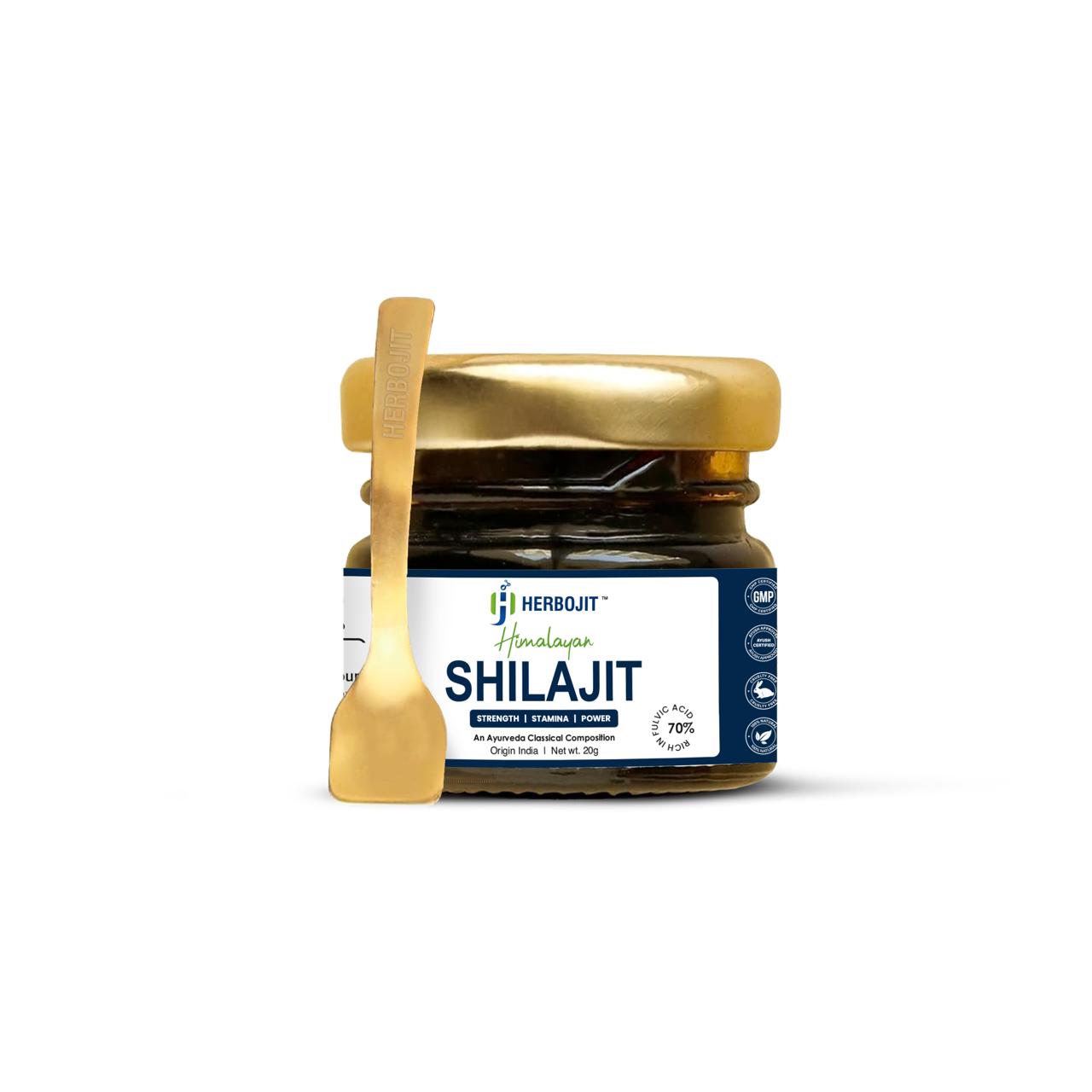 Herbojit Himalayan Shilajit Resin | 20g Authentic Shilajit | Boost Testosterone, Energy, Stamina & Immunity | Pure & Natural Ayurvedic Health Supplement - Alchemy Tradex