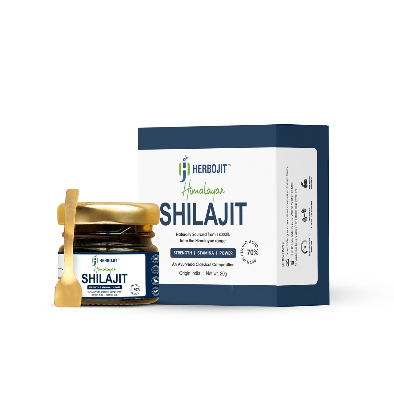 Herbojit Himalayan Shilajit Resin | 20g Authentic Shilajit | Boost Testosterone, Energy, Stamina & Immunity | Pure & Natural Ayurvedic Health Supplement - Alchemy Tradex
