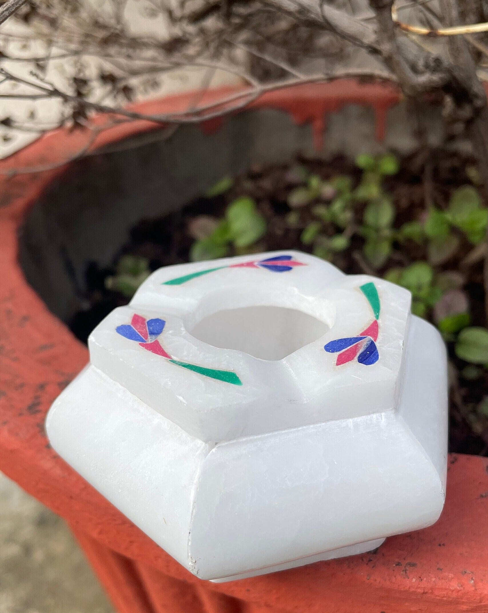 Handmade White Marble Hexagon Ashtray - Decorative & Functional - 5.5x4.5 cm - Unique Gift Idea - Housewarming gift - Christmas gift - Alchemy Tradex