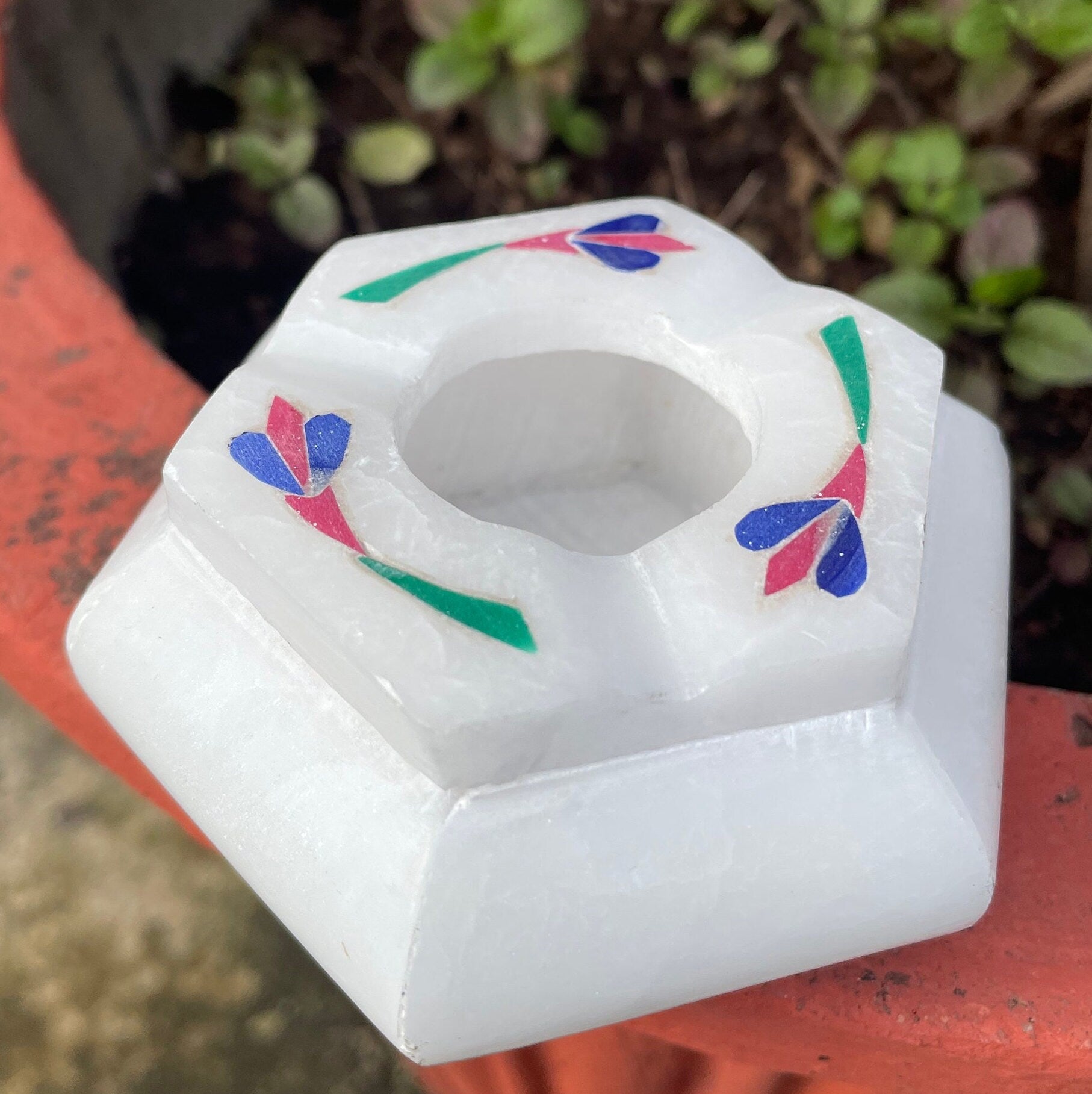 Handmade White Marble Hexagon Ashtray - Decorative & Functional - 5.5x4.5 cm - Unique Gift Idea - Housewarming gift - Christmas gift - Alchemy Tradex