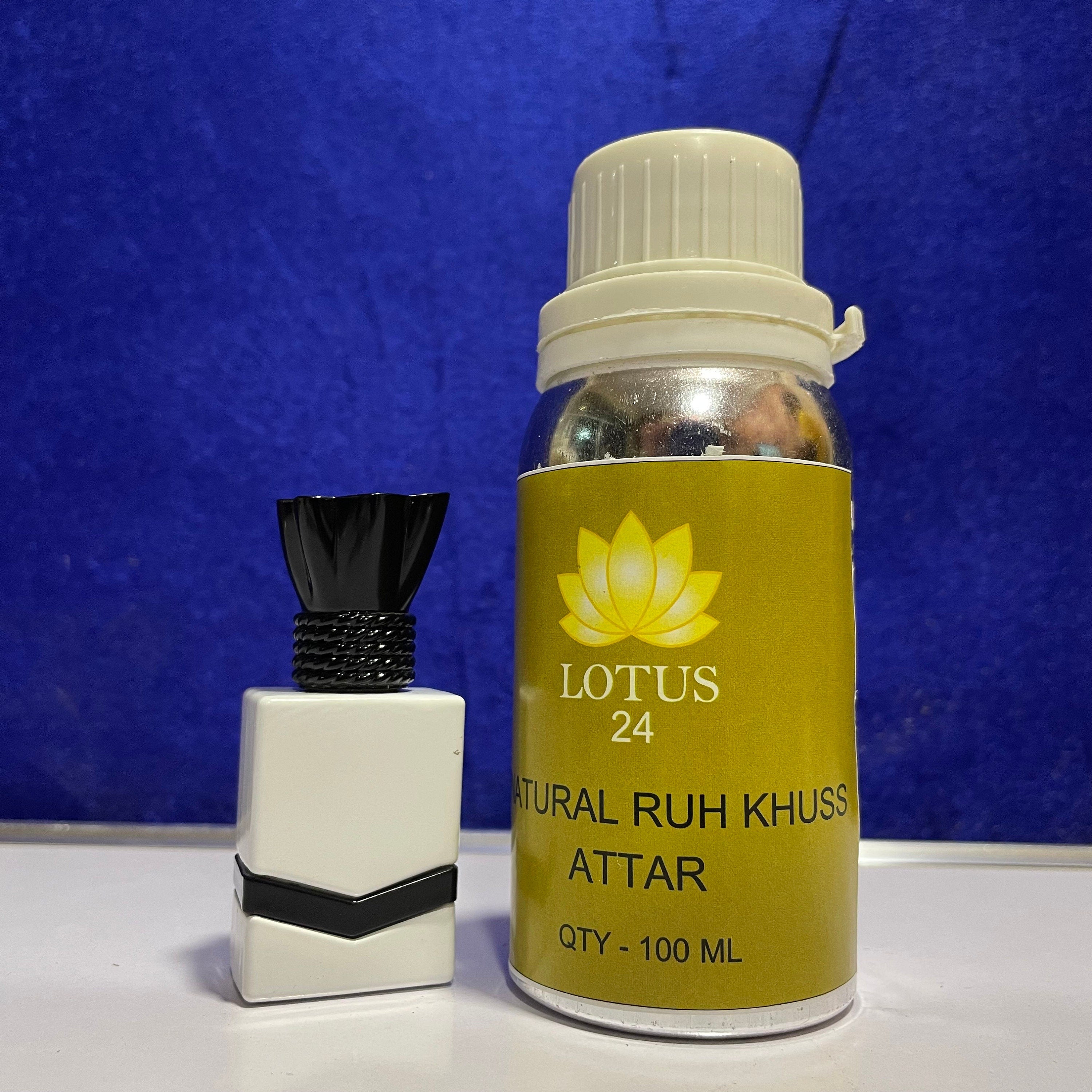 LOTUS24 Ruh Khus Attar | Alcohol-Free Ittar | Unisex Roll on Perfume Body Oil | Roller Ball | Long Lasting Scent | (100 ml + 6 ml Free) - Alchemy Tradex