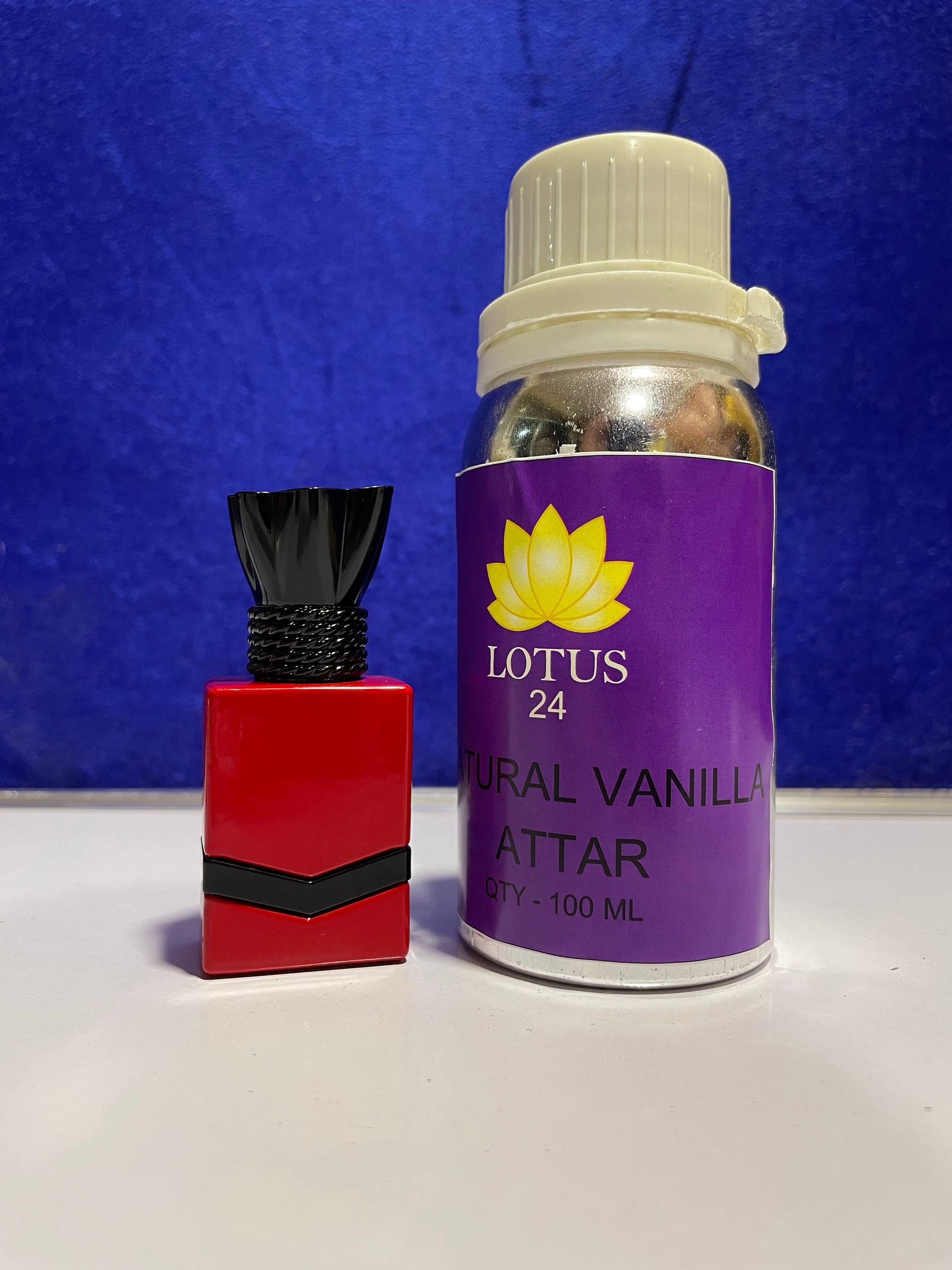 LOTUS24 Vanilla Attar | Alcohol Free | Unisex Roll on Perfume Body Oil | Roller Ball | Long Lasting Scent | (100 ml + 6 ml Free) - Alchemy Tradex