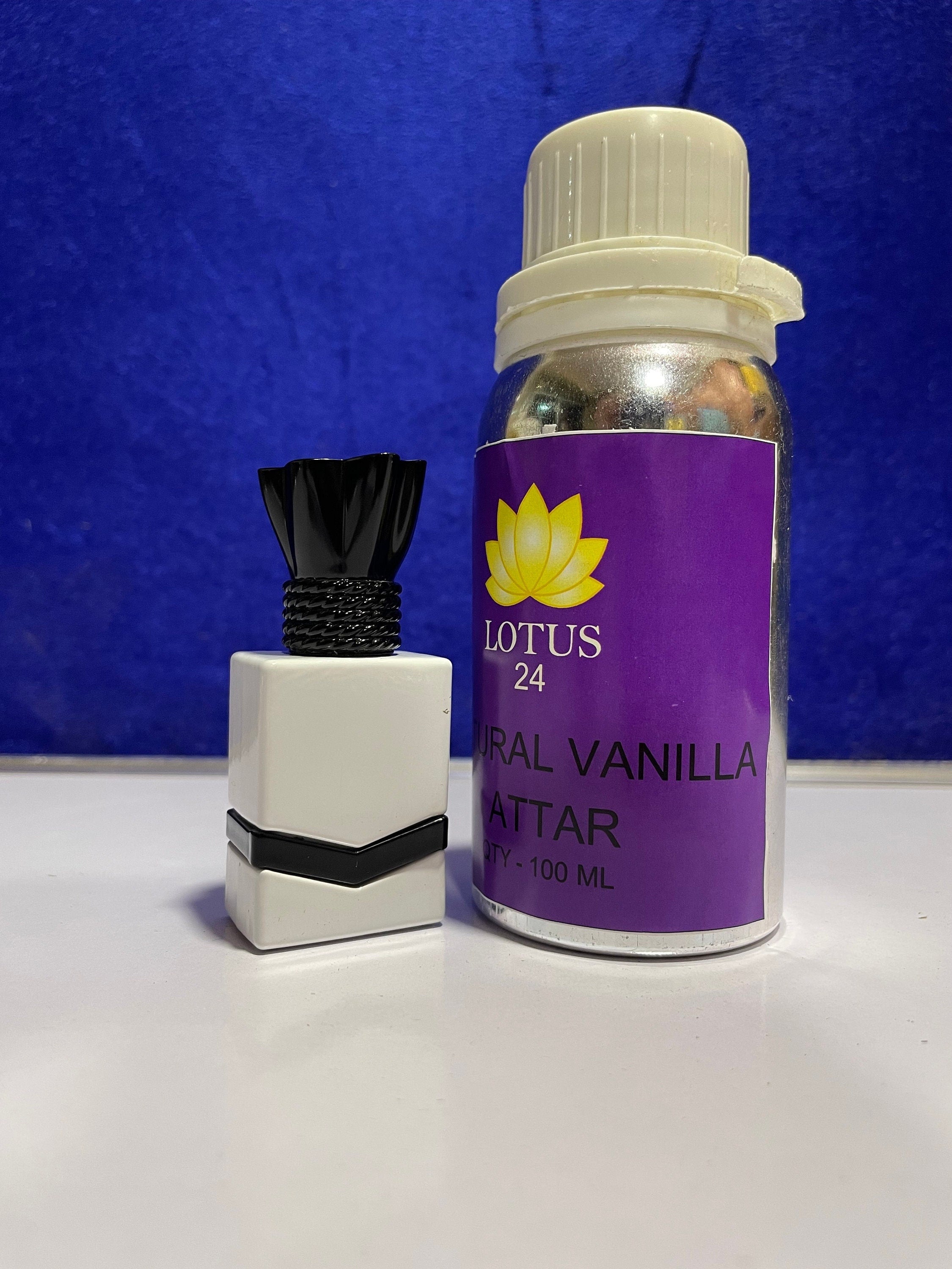 LOTUS24 Vanilla Attar | Alcohol Free | Unisex Roll on Perfume Body Oil | Roller Ball | Long Lasting Scent | (100 ml + 6 ml Free) - Alchemy Tradex