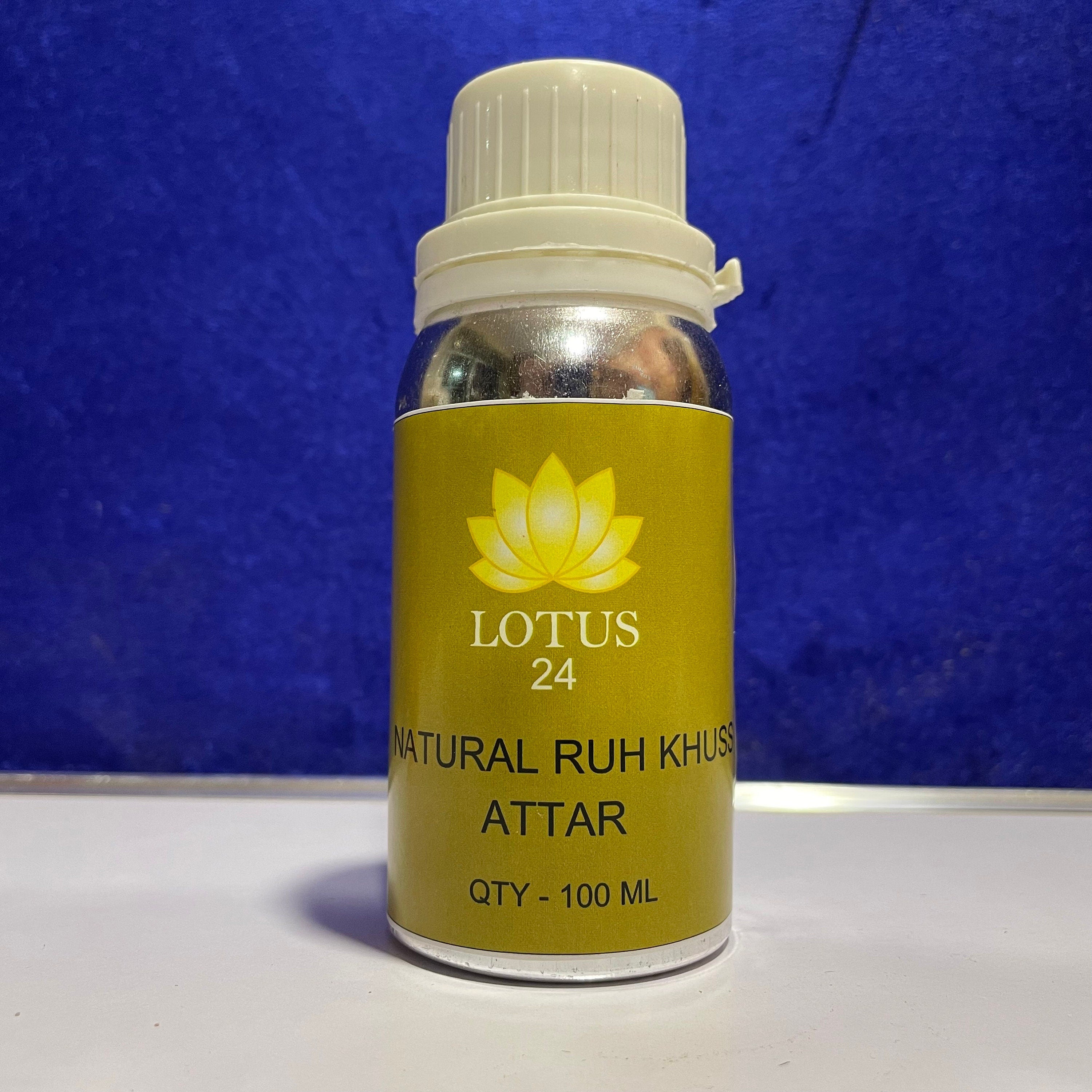 LOTUS24 Ruh Khus Attar | Alcohol-Free Ittar | Unisex Roll on Perfume Body Oil | Roller Ball | Long Lasting Scent | (100 ml + 6 ml Free) - Alchemy Tradex